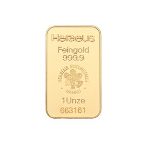 Zlatna poluga Heraeus 1 unca, front