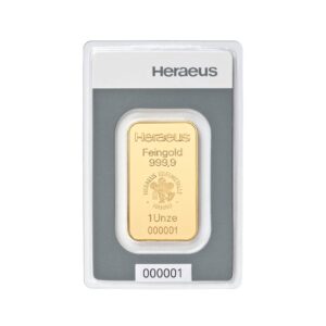 Zlatna poluga Heraeus 1 unca, pakovanje