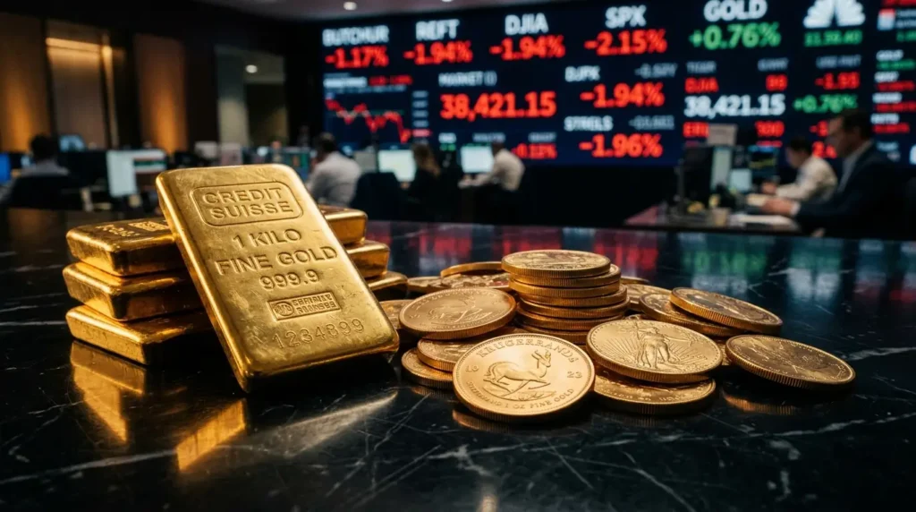 Cena zlata pala za 0,83% &mdash; geopolitička napetost i jak dolar pritiskaju trži&scaron;te plemenitih metala